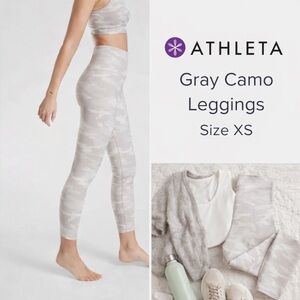 Athleta Elation 7/8 Gray Camo LeggingsHigh Rise Size XS Athleisure